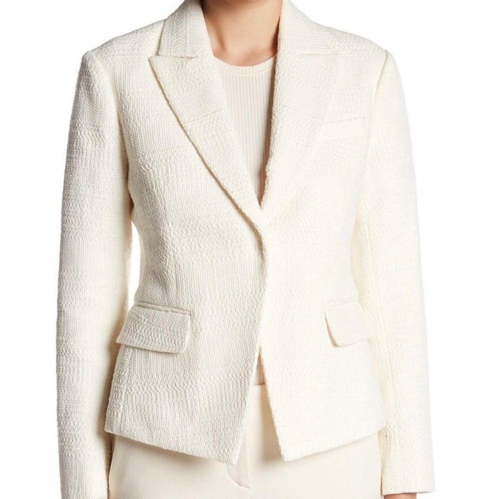 Theory Brince Newdale Bonded textured white one button blazer women’s size XS 0